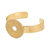 Brass Micro Pave Clear Cubic Zirconia Flat Round Open Cuff Bangles for Women BJEW-S147-13G-2