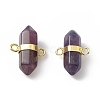 Natural Amethyst Double Terminal Pointed Connector Charms G-P491-11G-04-2