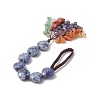 Heart Natural Blue Spot Jasper & Mixed Stone Chips Tassel Pendant Decorations HJEW-JM00948-01-3