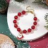 Christmas Theme ABS Plastic Imitation Pearl Link & Charm Bracelets BJEW-JB11115-2