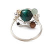 Planet Natural Green Aventurine Finger Rings RJEW-TA00165-02-4