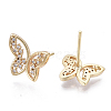 Brass Micro Pave Clear Cubic Zirconia Stud Earrings EJEW-N014-01-NF-2