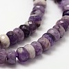 Faceted Drum Natural Amethyst Beads Strands G-K078-01A-3
