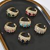 Brass Micro Pave Cubic Zirconia Cuff Open Rings for Women RJEW-L343-13G-1