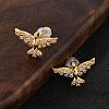 Eagle Brass Micro Pave Clear Cubic Zirconia Stud Earrings EJEW-B131-06G-3