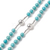 Natural Lava Rock & Synthetic Turquoise Rosary Bead Necklace NJEW-JN04237-01-6