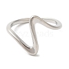 Rack Plating Wave Brass Open Cuff Ring for Women RJEW-S413-04P-2