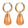 Teardrop Natural Crackle Agate Beads Huggie Hoop Earrings EJEW-JE04603-5