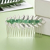 Leaf Natural Green Aventurine Chips Hair Combs PW-WG12843-06-1