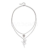 Stainless Steel Fairy and Heart Pendant 304 Stainless Steel Cable Chain Double Layer Necklaces for Women NJEW-JN05810-02-4