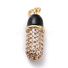 Brass Enamel Cubic Zirconia Pendants ZIRC-O044-04B-G-1