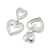 Hollow Heart Brass Pave Clear Cubic Zirconia Dangle Stud Earrings EJEW-M258-26P-2