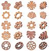 Beebeecraft 20Pcs 10 Styles Walnut Wood Stud Earring Findings FIND-BBC0001-46-1