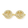 Rack Plating Brass Micro Pave Clear Cubic Zirconia Connector Charms KK-C008-06G-2