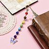 Butterfly Alloy Enamel Pendant Bookmark with Chakra Gemstone Bead AJEW-JK00253-03-2