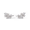 Clear Cubic Zirconia Flower Stud Earrings EJEW-L234-079P-1