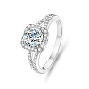 Rhodium Plated 925 Sterling Silver Moissanite Finger Rings WG49295-04-5