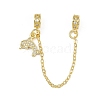 Brass Pave Clear Cubic Zirconia European Safety Chains with Charms KK-L236-16C-G-1