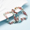 Natural Amazonite & Strawberry Quartz Chip Stretch Bracelets BJEW-JB04490-04-6