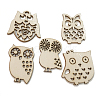 10Pcs Hollow Unfinished Wood Owl Shaped Cutouts WOCR-PW0003-08-3