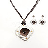 Rhombus Alloy Enamel Stud Earrings & Pendant Necklaces Sets FS-WGC3B96-05-2