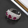 Brass Micro Pave Cubic Zirconia Cuff Open Rings for Women RJEW-L343-13P-06-3