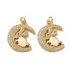 Brass Micro Pave Cubic Zirconia with Synthetic Opal Pendants KK-D096-20G-1