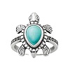 Retro Alloy and Synthetic Turquoise Finger Rings FS-WG1C352-05-4