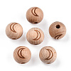 Engraved Beech Wood Beads WOOD-N015-04B-2