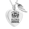 Stainless Steel Heart & Feather Pendant Urn Ashes Necklaces PW-WG6E859-06-1