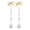 Brass Bowknot Dangle Stud Earrings EJEW-TA00394-1