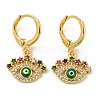 Evil Eye Real 18K Gold Plated Brass Dangle Leverback Earrings EJEW-A033-06G-03-1