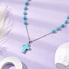 Cross Synthetic Turquoise Pendant Necklaces NJEW-JN05009-2