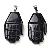 Natural Obsidian Carved Pendants G-K369-01P-07-1