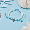 Natural Malaysia Jade & Howlite Braided Bead Bracelets Set with Alloy Tortoise BJEW-JB08065-01-2