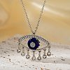 Cute Eye Brass Clear Cubic Zirconia Pendant Necklaces SU9142-2-1