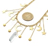 Moon & Star 304 Stainless Steel & Natural Quartz Crystal Charms Bib Necklace NJEW-TA00094-3