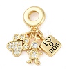 Rack Plating Brass Cubic Zirconia European Dangle Charms KK-P287-17G-1