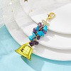 Synthetic Turquoise & Natural Amethyst  Chips & Alloy Bowknot Kcychain HJEW-JM01313-02-3