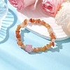 Electroplated Hexagon Prism Natural Quartz Chip Beaded Stretch Bracelets fo Women BJEW-JB10756-06-2