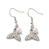 Whale Tail Shape Alloy Rhinestone Dangle Earrings EJEW-C073-01P-1