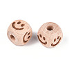 Engraved Beech Wood Beads WOOD-N015-08F-2
