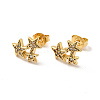 Rack Plating Brass Micro Pave Clear Cubic Zirconia 3 Star Stud Earrings EJEW-F301-21-2