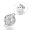 Brass Micro Pave Cubic Zirconia Magnetic Clasps with Loops ZIRC-E120-05P-10mm-NR-1