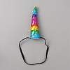 Polyester Unicorn Horn Ear Elastic Headband OHAR-WH0023-13A-1