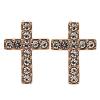 Ion Plating(IP) 304 Stainless Steel Cross Stud Earrings EJEW-C099-10RG-2