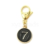 Flat Round with Number 0~9 Alloy Enamel Pendant Decorations HJEW-JM02814-4