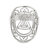 Ring with Lotus 304 Stainless Steel Adjustable Rings RJEW-G306-04P-2