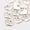 Wedding Theme Antique Silver Tone Tibetan Style Alloy Heart with Mother of the Groom Rhinestone Charms X-TIBEP-N005-17C-2