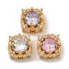 Brass Micro Pave Cubic Zirconia Beads KK-U037-05G-01-1